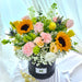 Blushing Sunflower Bliss - Flower Box - Bloom Box - Sunflower With Carnation and Rose - Flower Delivery Singapore - Well Live Florist