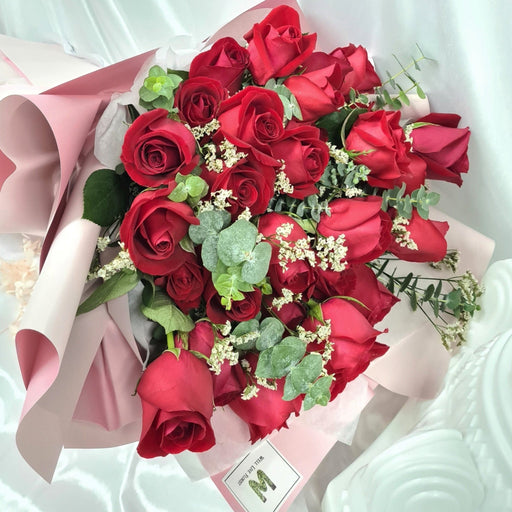 Crimson Love - Red Rose Hand Bouquet - Rose Flower Bouquet - Flower Delivery Singapore - Well Live Florist