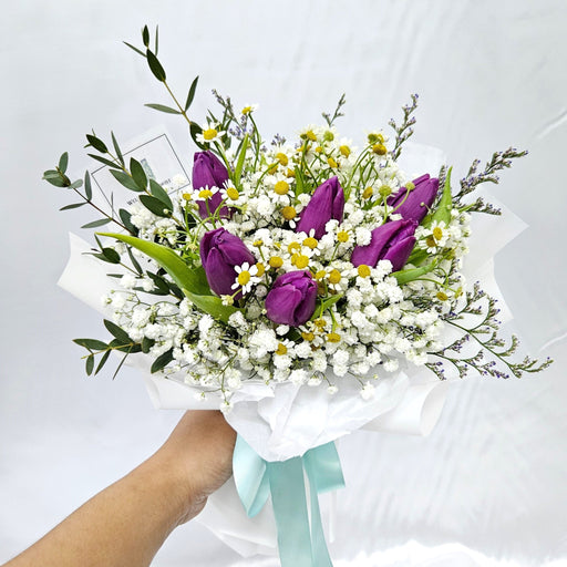 Purple Dreamscape - Tulip Hand Bouquet - Flower Bouquet - Flower Delivery Singapore - Well Live Florist