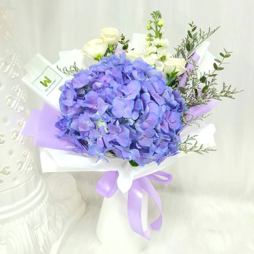 Violet Passion - Hydrangea Hand Bouquet - Flower Bouquet - Flower Delivery Singapore - Well Live Florist