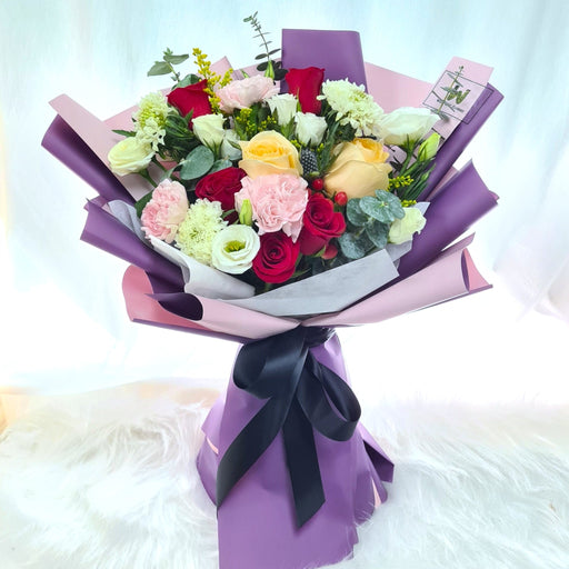 Starlight Blooms - Hand Bouquet - Flower Bouquet - Rose and Carnation - Flower Delivery Singapore - Well Live Florist