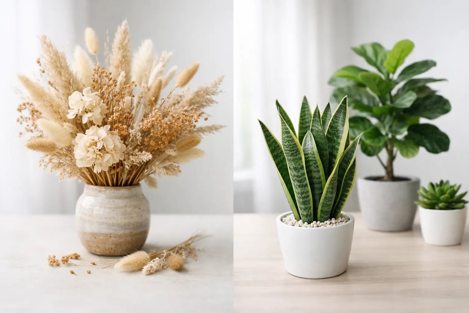 Dried Flowers vs Artificial Plants