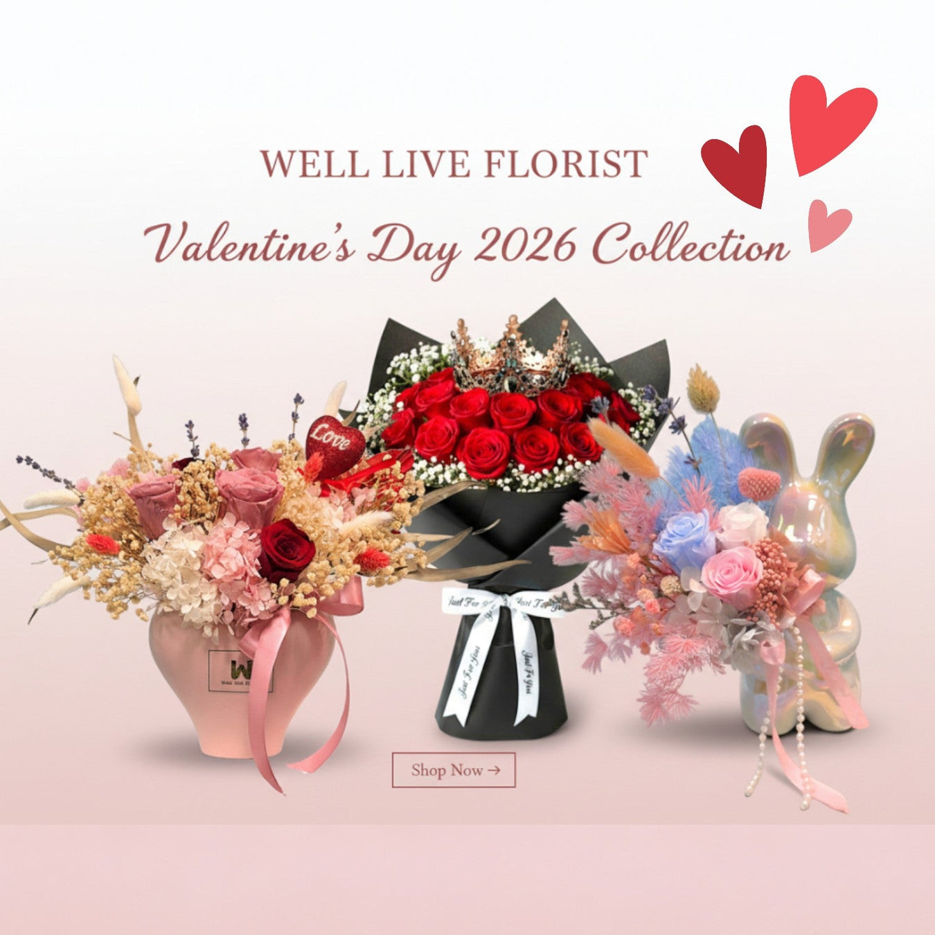 Valentines Day Flower Singapore - Vday Flower - Well Live Florist