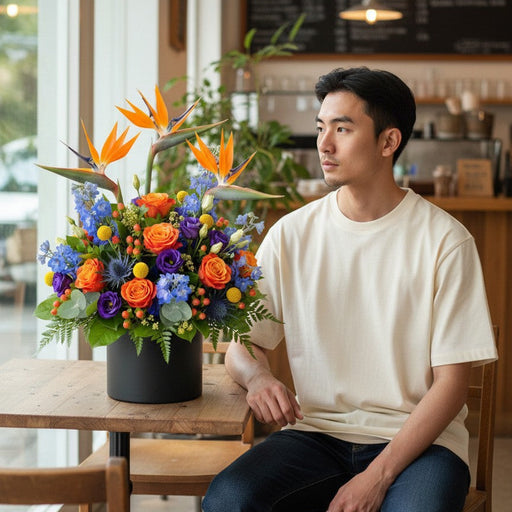 Ember Crest - Fresh Flower Box Arrangement - Flower For Him - Flower Delivery Singapore - Well Live Florist