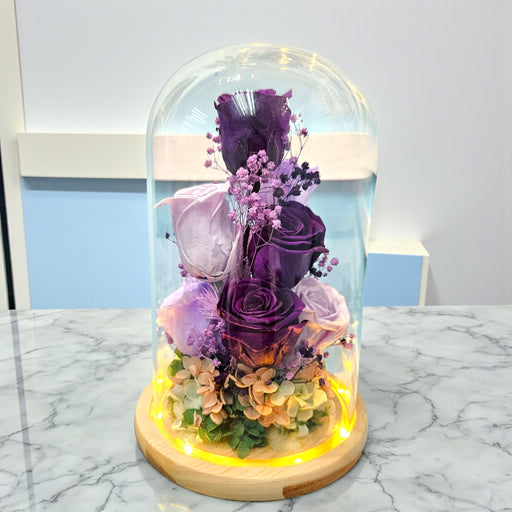 Eternal Lilac - Preserved Rose - Flower In Dome - Flower Delivery Singapore - Well Live Florist