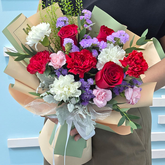 Festival of Color - Rose and Carnation Flower Bouquet - Flower Delivery Singapore - Well Live Florist
