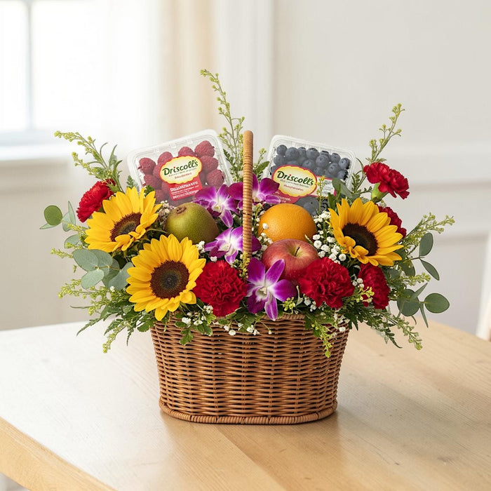Get Well Soon Fruit and Flower Basket Same Day Flower Delivery in Singapore By Well Live Florist