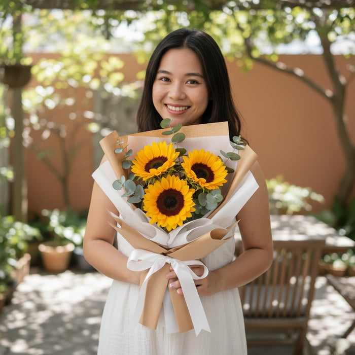 Happy Rays - Sunflower Bouquet - Fresh Flower Bouquet - Flower Delivery Singapore - Well Live Florist