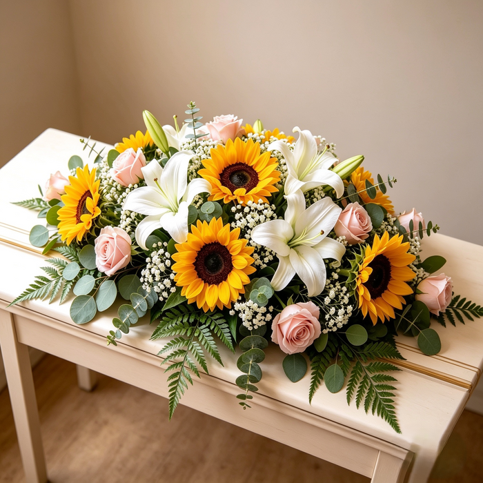 Loving Memories Casket Spray - Coffin Top Flower Arrangement - Flower Delivery Singapore - Well Live Florist