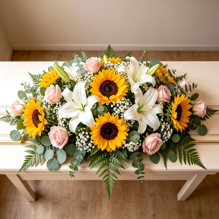 Loving Memories Casket Spray - Coffin Top Flower Arrangement - Flower Delivery Singapore - Well Live Florist