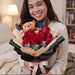 Never Give Up red rose graduation bouquet with bear