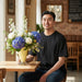 The Gentry - Blue hydrangea Vase Arrangement For Him - Fresh Flower Vase Arrangement - Same Day Flower Delivery Singapore - Well Live Florist