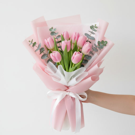 Tulip Charm - Pink Tulip Flower Bouquet - Flower Delivery Singapore - Well Live Florist