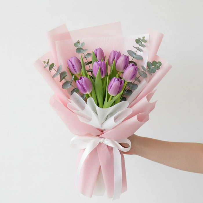 Tulip Charm - Purple Tulip Flower Bouquet - Flower Delivery Singapore - Well Live Florist