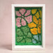Close-up of preserved moss and botanical elements in the Whimsical Bloom Moss Frame, showcasing the natural texture and vibrant green tones of the carefully arranged moss art.