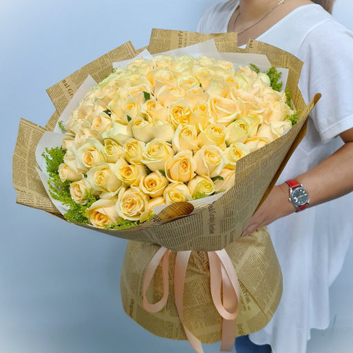 Always Be My Baby - 99 Roses Bouquet, 99 Champagne Rose Bouquet, Fresh Roses, Florist Singapore, Free Same Day delivery, Well Live Florist