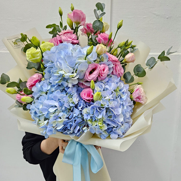 Bluebell Love Affair - Hydrangea Hand Bouquet - Flower Bouquet - Flower Delivery Singapore - Well Live Florist