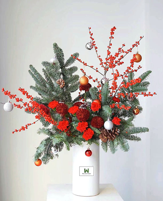 Christmas Flower Arrangement - Flower In Vase - Flower Delivery Singapore - Well Live Florist