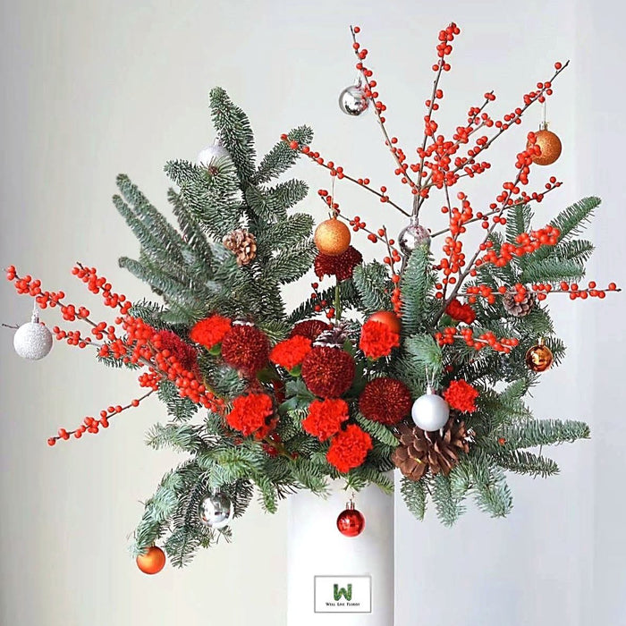 Christmas Flower Arrangement - Flower In Vase - Flower Delivery Singapore - Well Live Florist