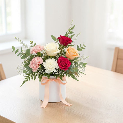 Desert Sunset - Rose and Carnation Arrangement - Flower Box Arrangement - Fresh Flower - Flower Delivery Singapore - Well Live Florist