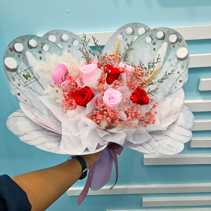 Eternal Embrace - Preserved Flower Hand Bouquet - Preserved Rose Bouquet - Flower Delivery Singapore - Well Live Florist