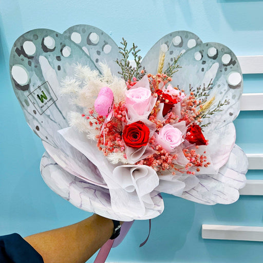 Eternal Embrace - Preserved Flower Hand Bouquet - Preserved Rose Bouquet - Flower Delivery Singapore - Well Live Florist