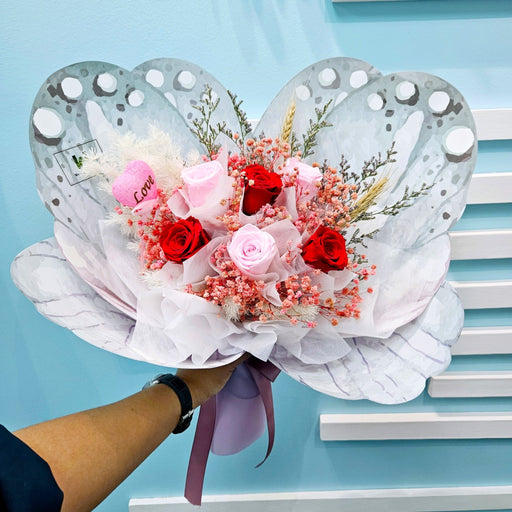 Eternal Embrace - Preserved Flower Hand Bouquet - Preserved Rose Bouquet - Flower Delivery Singapore - Well Live Florist