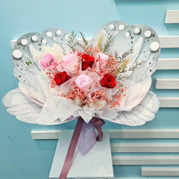 Eternal Embrace - Preserved Flower Hand Bouquet - Preserved Rose Bouquet - Flower Delivery Singapore - Well Live Florist