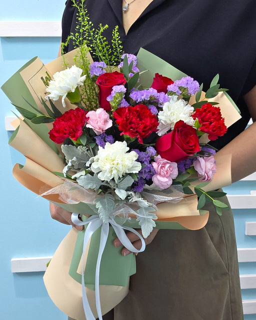 Festival of Color - Rose and Carnation Flower Bouquet - Flower Delivery Singapore - Well Live Florist