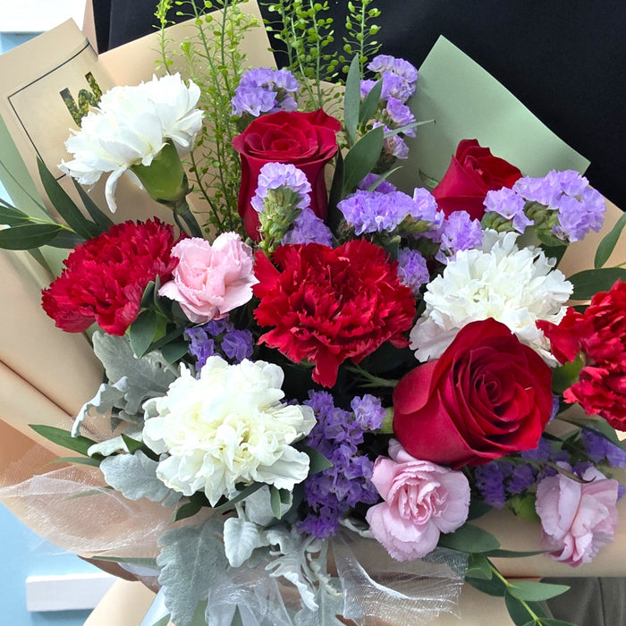 Festival of Color - Rose and Carnation Flower Bouquet - Flower Delivery Singapore - Well Live Florist