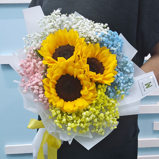 Fresh Fusion - Hand Bouquet - Sunflower Bouquet - Flower Delivery Singapore - Well Live Florist
