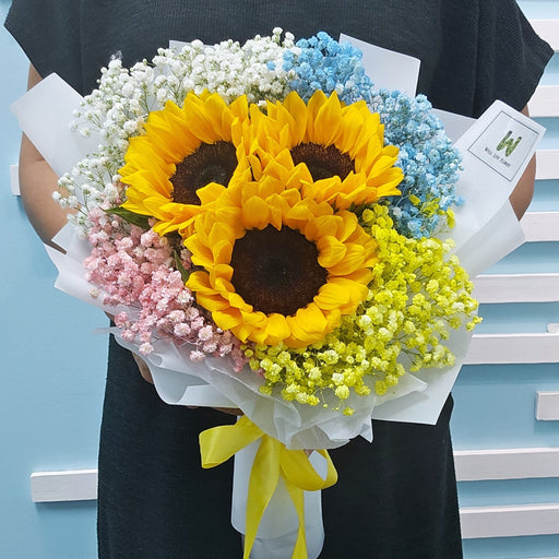 Fresh Fusion - Hand Bouquet - Sunflower Bouquet - Flower Delivery Singapore - Well Live Florist
