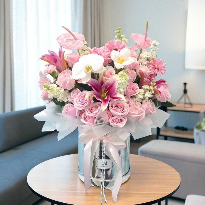 Garden Party Pink - Flower Box Arrangement - Flower Delivery Singapore - Well Live Florist