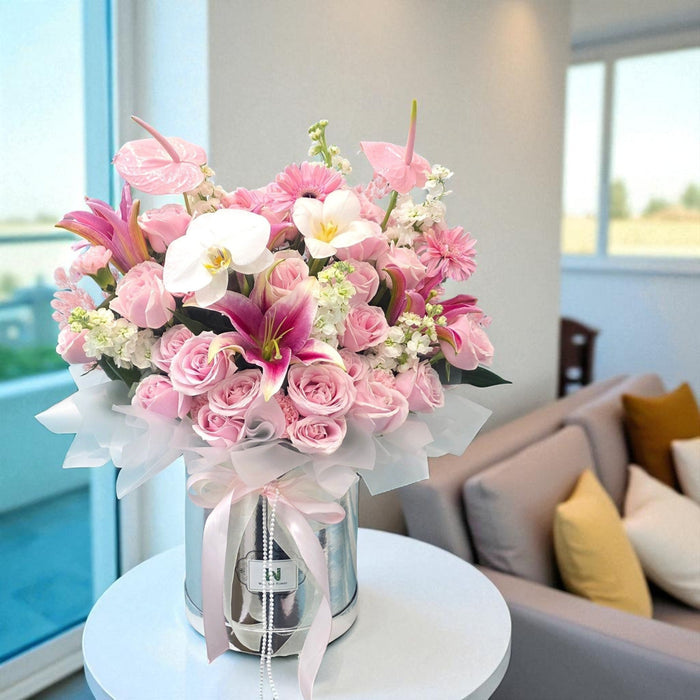 Garden Party Pink - Flower Box Arrangement - Flower Delivery Singapore - Well Live Florist