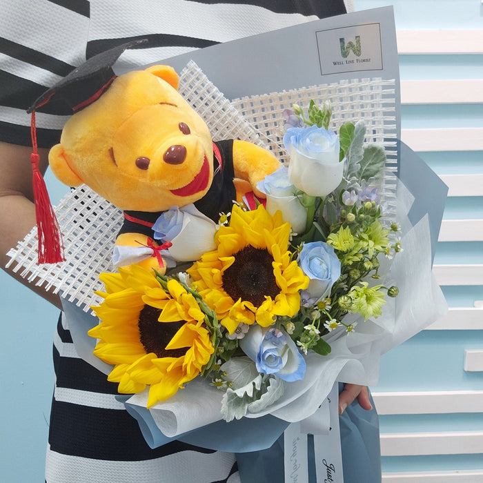 Golden Hour Glory - Graduation Hand Bouquet - Fresh Flower Bouquet - Flower Delivery Singapore - Well Live Florist