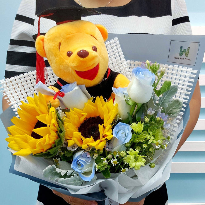 Golden Hour Glory - Graduation Hand Bouquet - Fresh Flower Bouquet - Flower Delivery Singapore - Well Live Florist