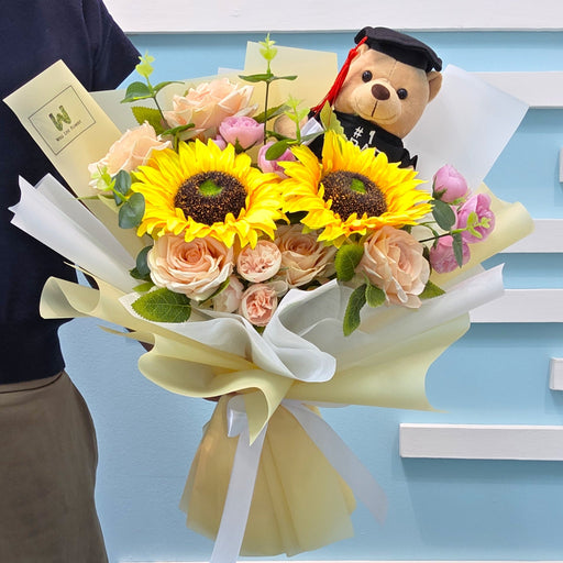 Grad Glam - Graduation Flower Bouquet - Artificial Flower Bouquet - Flower Delivery Singapore - Well Live Florist