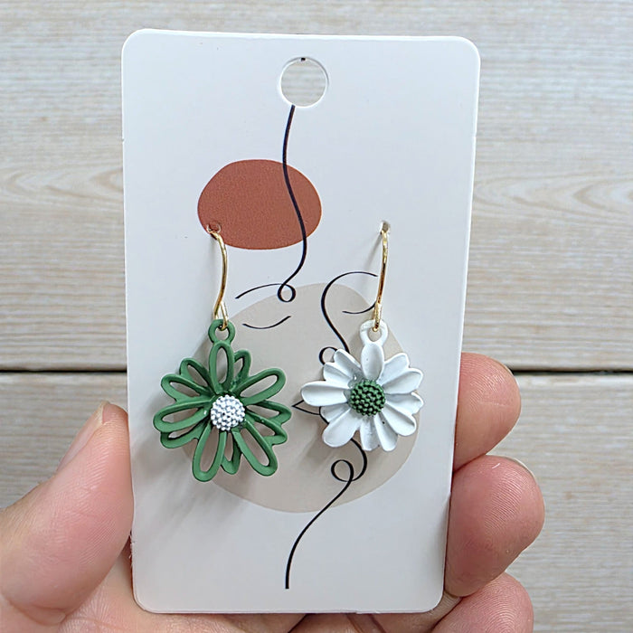 Green White Daisy Stud Earrings - Add on to your flower bouquet - Well Live Florist Singapore