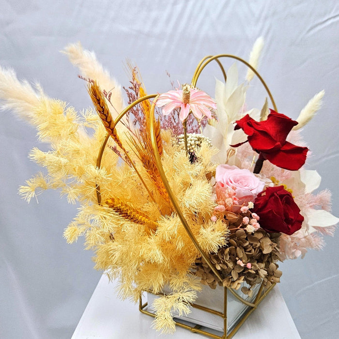 Heart's Desire - Preserved Flower - Flower In Vase - Table Arrangement - Free Same Day Delivery - Florist Singapore - Well Live Florist