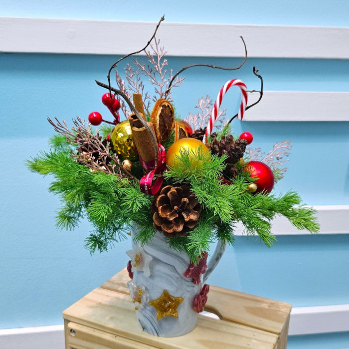 Holly Berry Bliss - Christmas Flower - Preserved Flower - Table Arrangement - Free Same Day Delivery - Well Live Florist