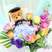 Honor Roll bouquet close-up, blue hydrangea detail