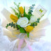Ivory Sunrise - White Rose and Yellow Tulip Hand Bouquet - Free Same Day Delivery - Florist Singapore - Well Live Florist