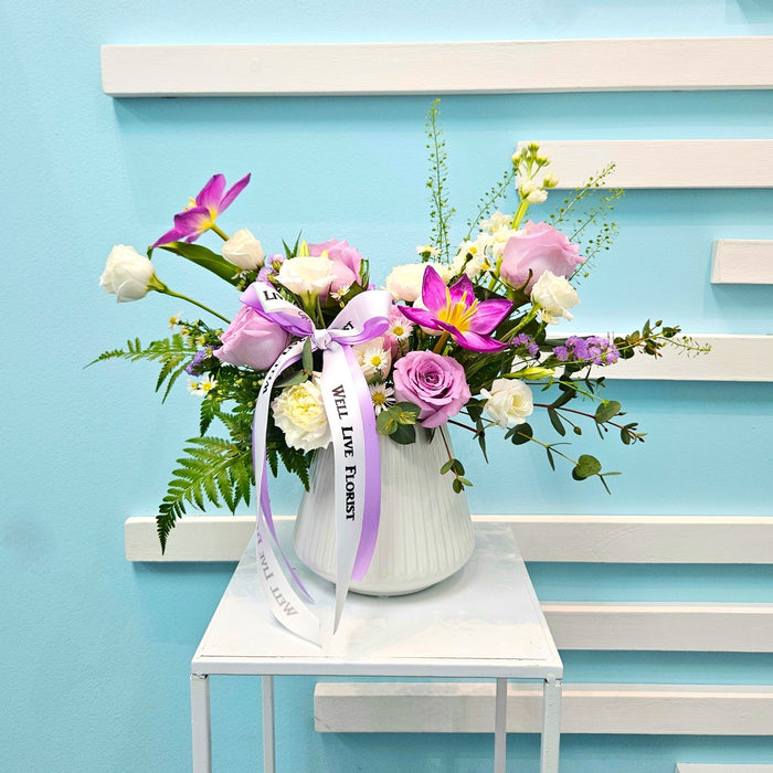 Lilac Love - Fresh Flower In Vase Arrangement - Flower Delivery Singapore - Well Live Florist