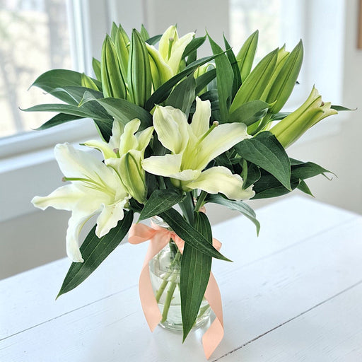 Luxury Palace - Fresh White Lily Vase Arrangement - Flower delivery Singapore - Well Live Florist