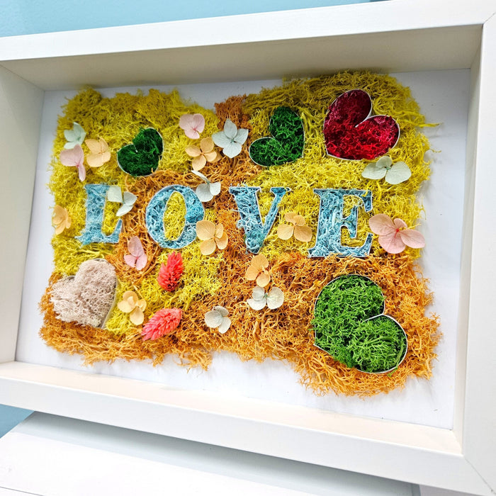 Meadow Magic - Floral Artwork - Flower in Frame - Preserved Moss - Flower Delivery Singapore - Well Live Florist