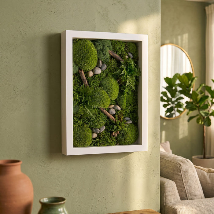 Mosscape Frame as a stunning living room wall art feature