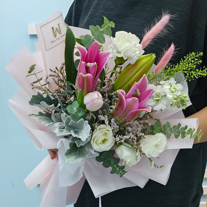 Mystic Garden - Lily Hand Bouquet - Flower Bouquet - Flower Delivery Singapore - Well Live Florist