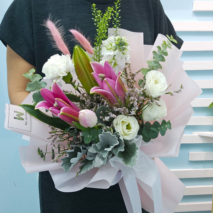 Mystic Garden - Lily Hand Bouquet - Flower Bouquet - Flower Delivery Singapore - Well Live Florist