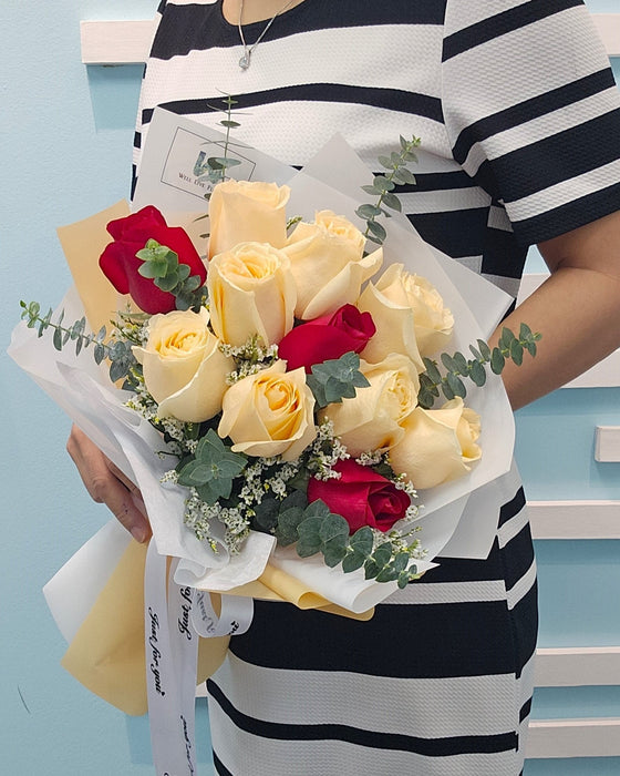 Perfect Pairing - Rose Hand Bouquet - Flower Delivery Singapore - Well Live Florist