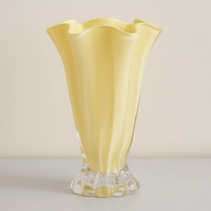 Petal-Inspired Yellow Glass Vase - Add On To Your Flower Bouquet - Well Live Florist Singapore